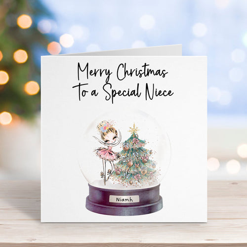 Ballerina Snow Globe Christmas Card