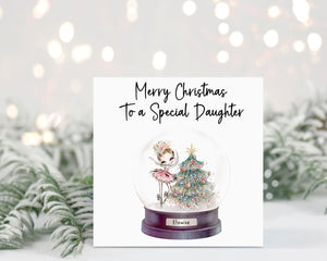 Ballerina Snow Globe Christmas Card