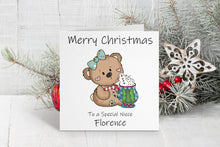 Cute Girl Bear Christmas Card