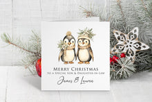 Beige Penguin Couple Christmas Card