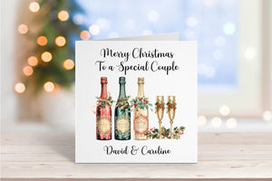 Champagne Bottles Christmas Card