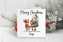 Cute Girl and Deer Christmas Card
