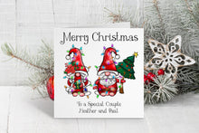 Gnomes with Fairy Lights Couple Christmas Card