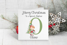 Elf Green Initial Christmas Card