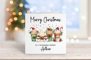 Cute Snowmen Hot Chocolate Christmas Card