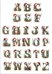 Festive Santa Hat Initial Christmas Card