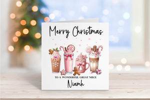 Pink Festive Drinks Christmas Card