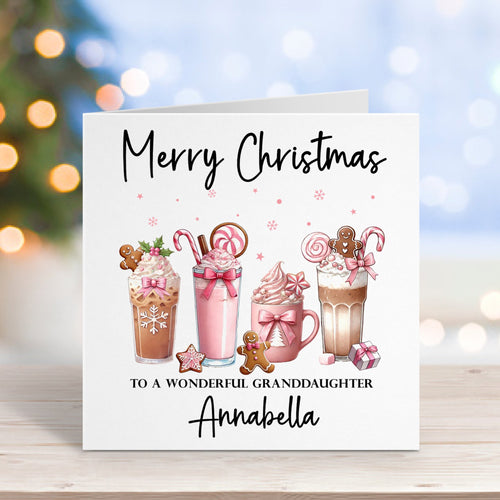 Pink Festive Drinks Christmas Card