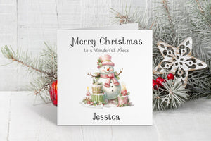 Pink Snowman Christmas Card