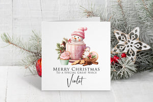 Cute Snowman in Mug Christmas Card