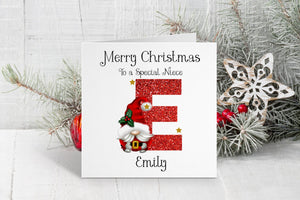 Red Santa Initial Christmas Card