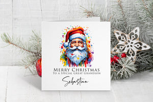 Colourful Santa Christmas Card