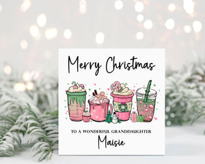 Coffee Shop Cups Christmas Card