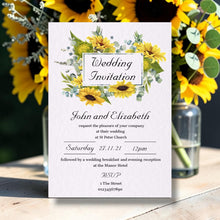 sunny sunflower floral wedding invitations 