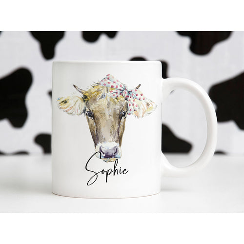 Cute Cow with Bow Personalised Mug