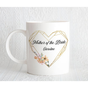 Geometric Gold Frame Personalised Bridal Party Mug