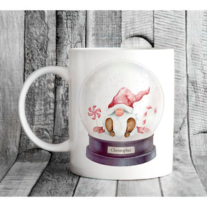 Christmas Gnome Snow Globe Personalised Mug