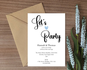 "Let's Party" Wedding Invitations