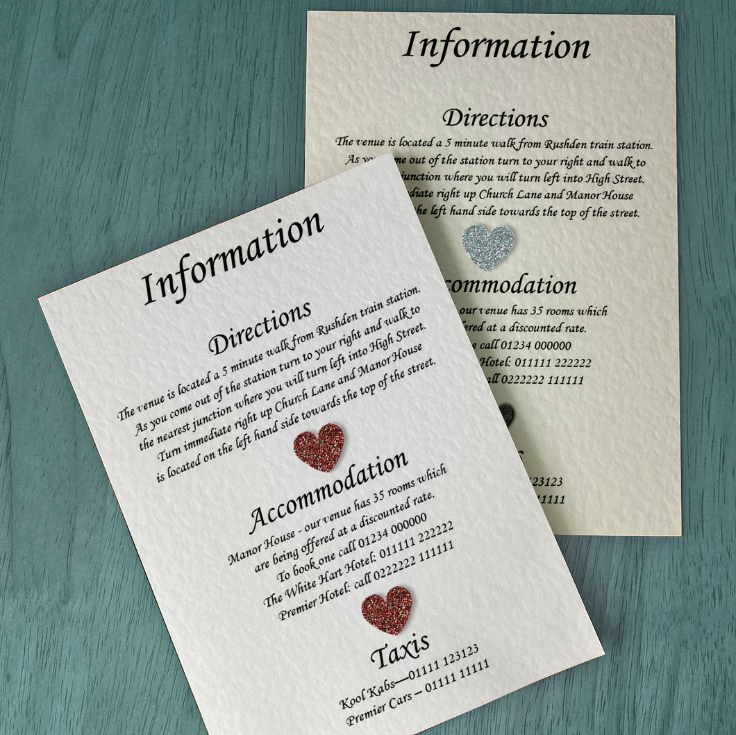 OLIVIA Information Cards - Glitter