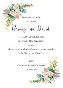 Blush Rose Bouquet Wedding Invitations