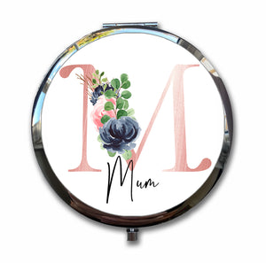 Rose Navy Compact Mirror