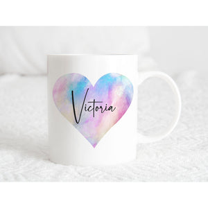 Watercolour Pastel Heart Personalised Mug